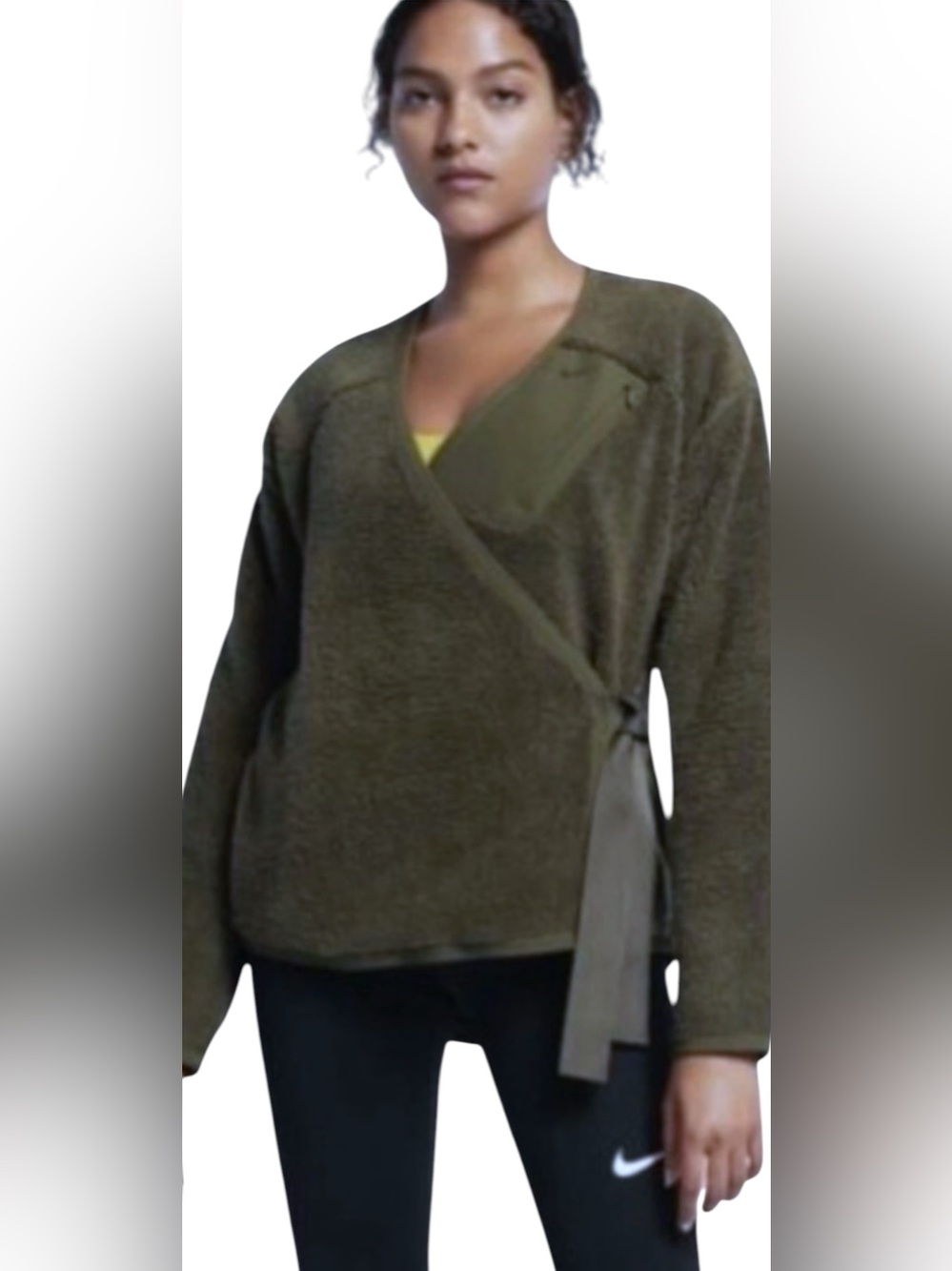 Nike Olive Long Sleeve Sherpa Training
Wrap Top